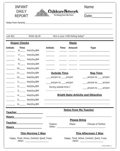 Infant Daily Checklist Infant Daily Checklist